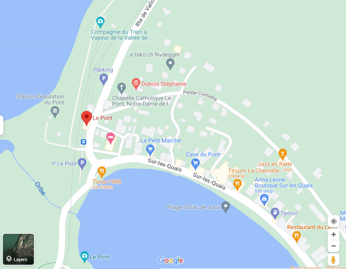 Google map showing Le pont.