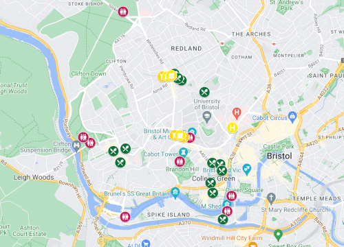 Google map with Bristol points of interest